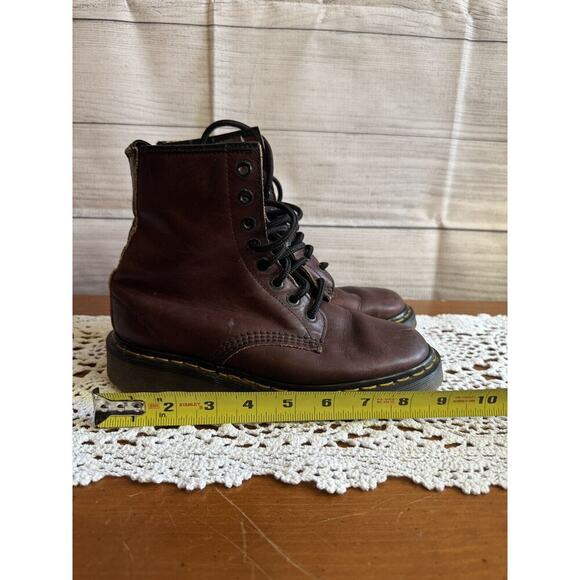 Doc Dr Martens Cherry Red Leather Boots Made In England 5 Mens/6 Wmns?‎ 8-Eye - Picture 9 of 10